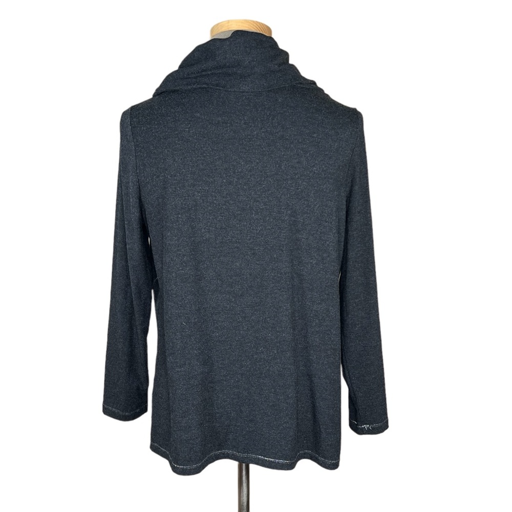 Chico’s Zenergy Charcoal Cowl Neck Tunic With Metallic Silver Trim 2=US1… - Picture 5 of 10